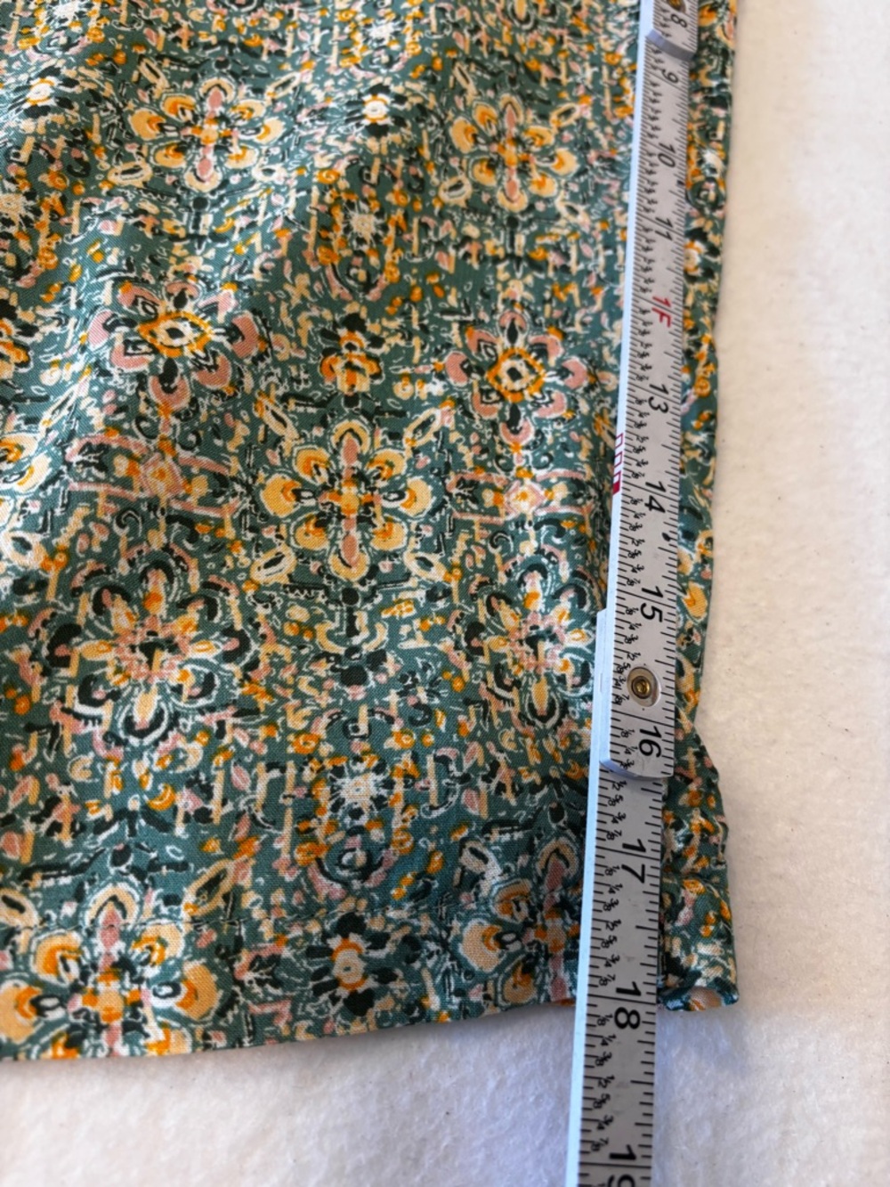 AWW Floral Wide Leg Jumpsuit Smocked Back Pockets Boho Green L - Picture 9 of 12